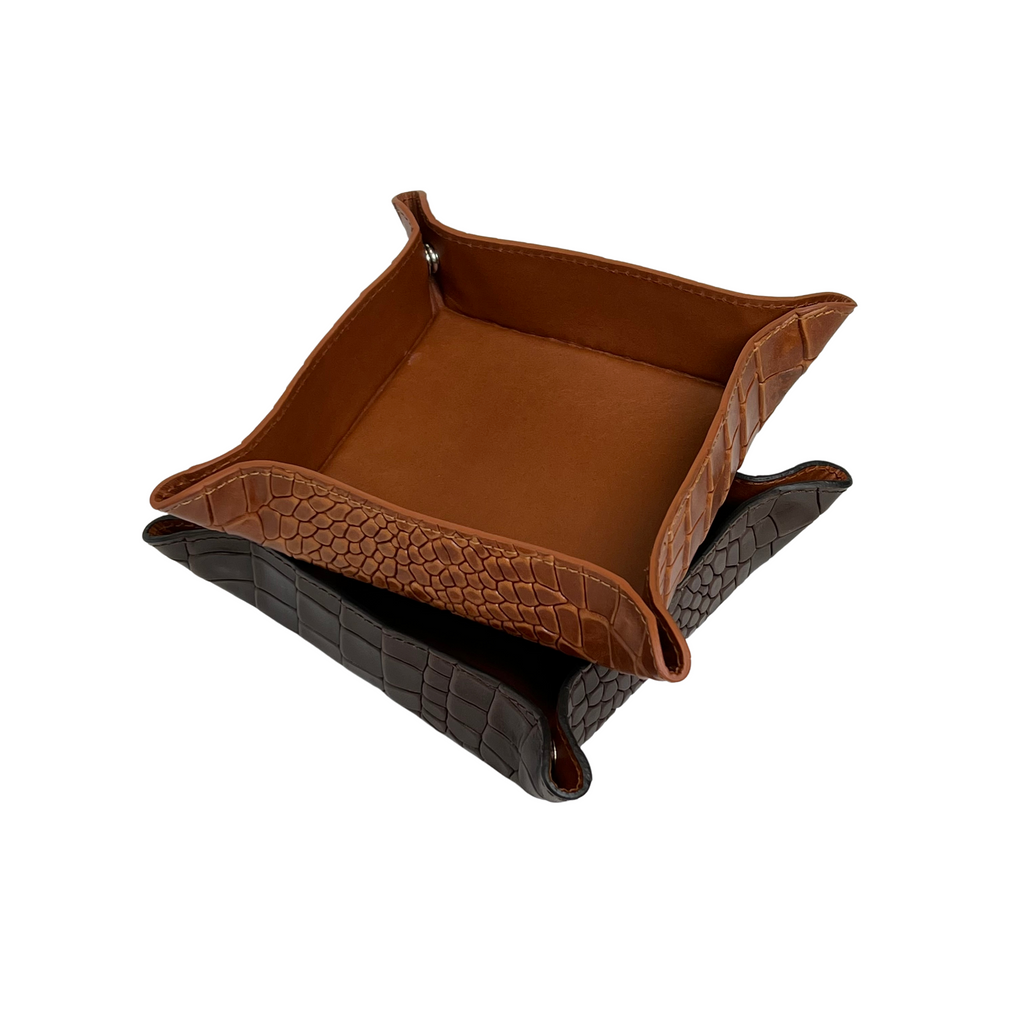 Croco-Grain Leather Valet Tray | Made in USA