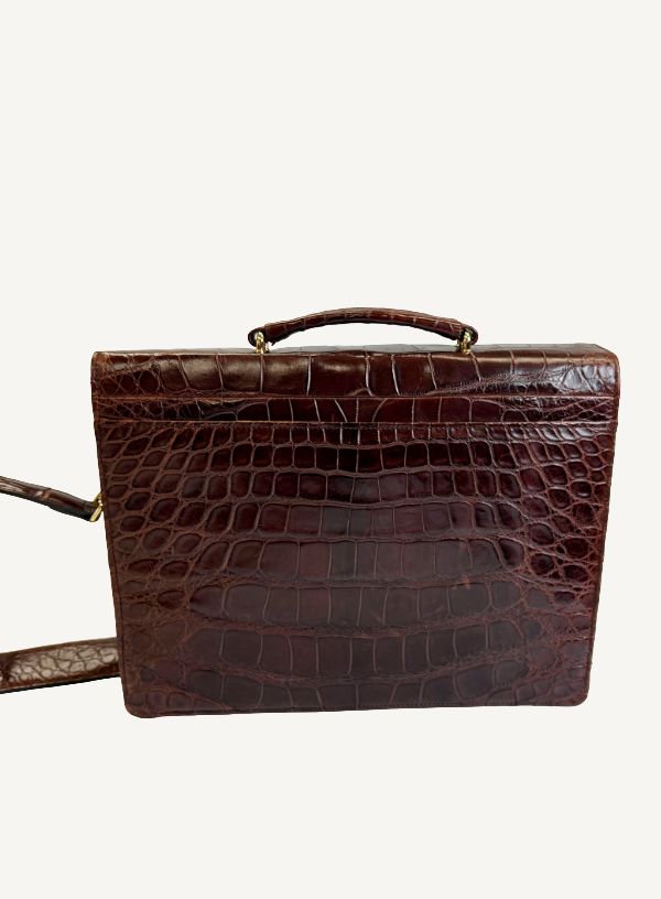Brown Alligator Attaché Case