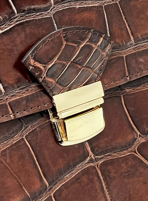 Brown Alligator Attaché Case