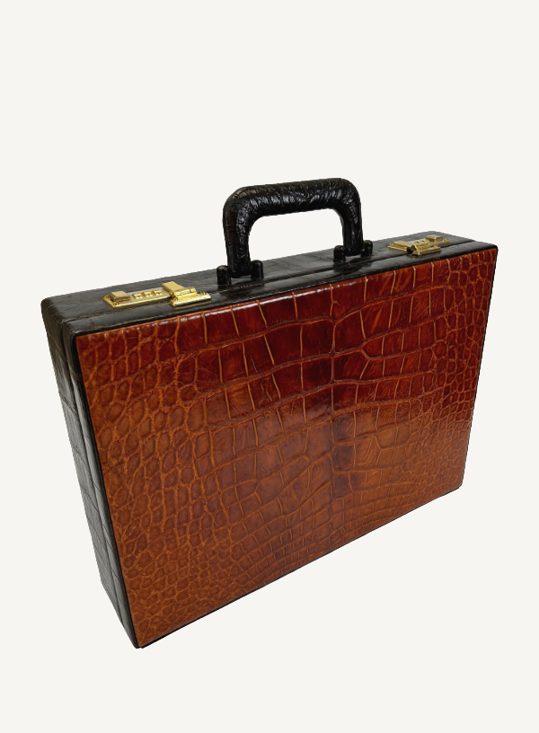 Cognac and Black Alligator Hard Case Briefcase