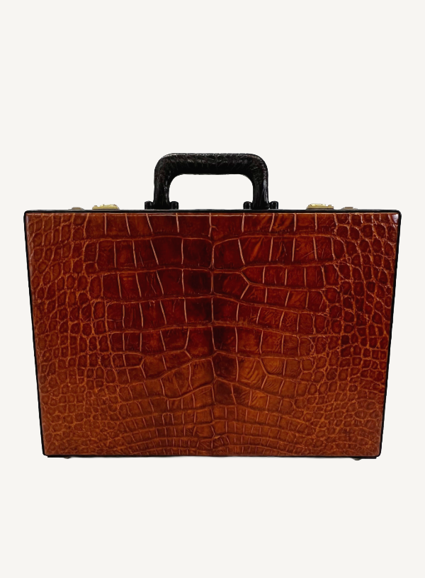 Cognac and Black Alligator Hard Case Briefcase