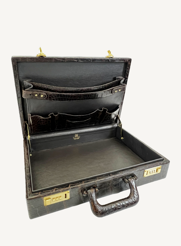 Cognac and Black Alligator Hard Case Briefcase
