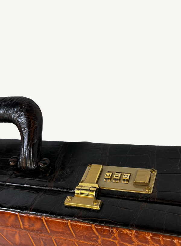 Cognac and Black Alligator Hard Case Briefcase