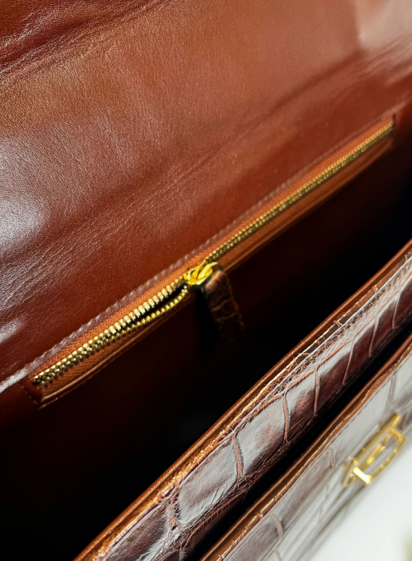 Brown Alligator Attaché Case
