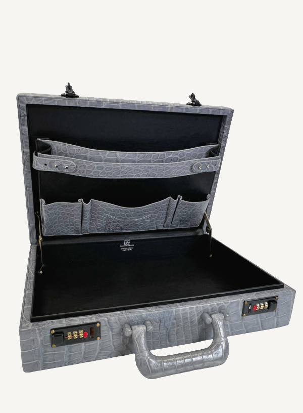 Black and Grey Alligator Hard Case Briefcase