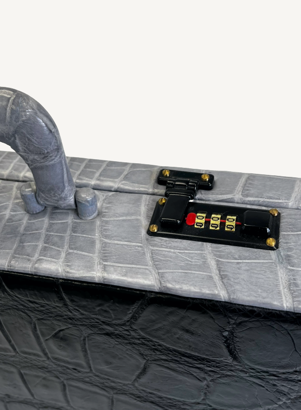 Black and Grey Alligator Hard Case Briefcase