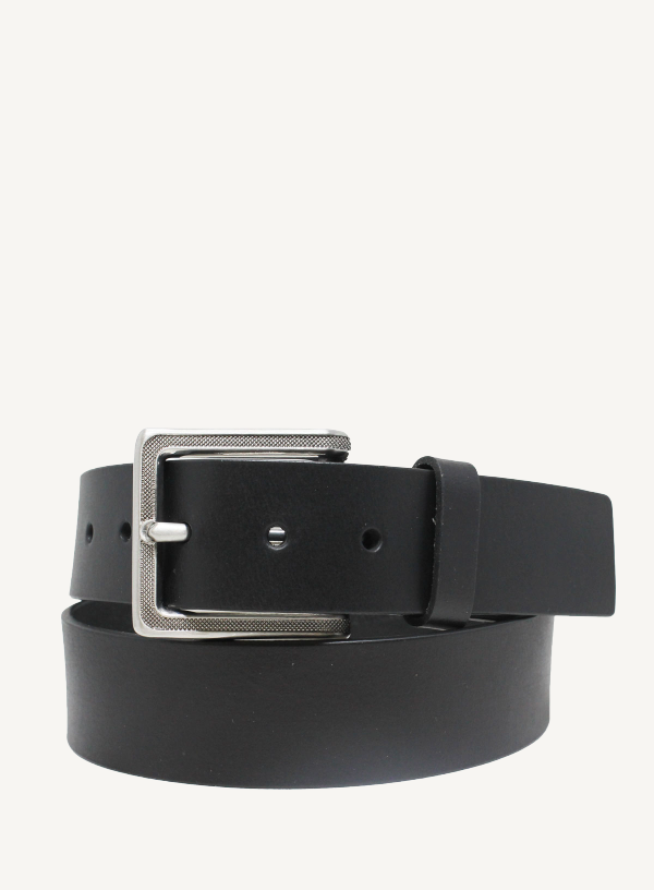 Black Leather Belt with Lace Buckle | 40mm Width