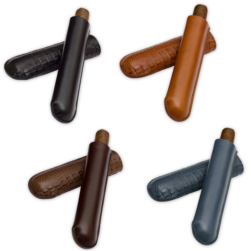 Single-Finger Genuine Hornback Alligator Cigar Case | TF1300