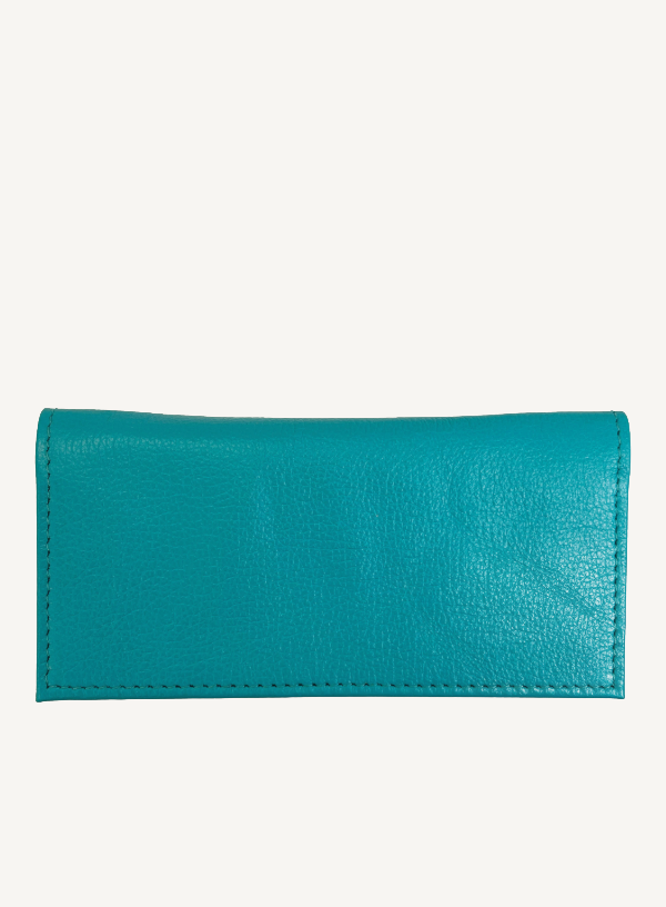 Teal Leather Checkbook Cover