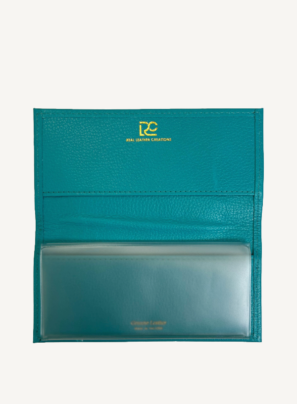 Teal Leather Checkbook Cover