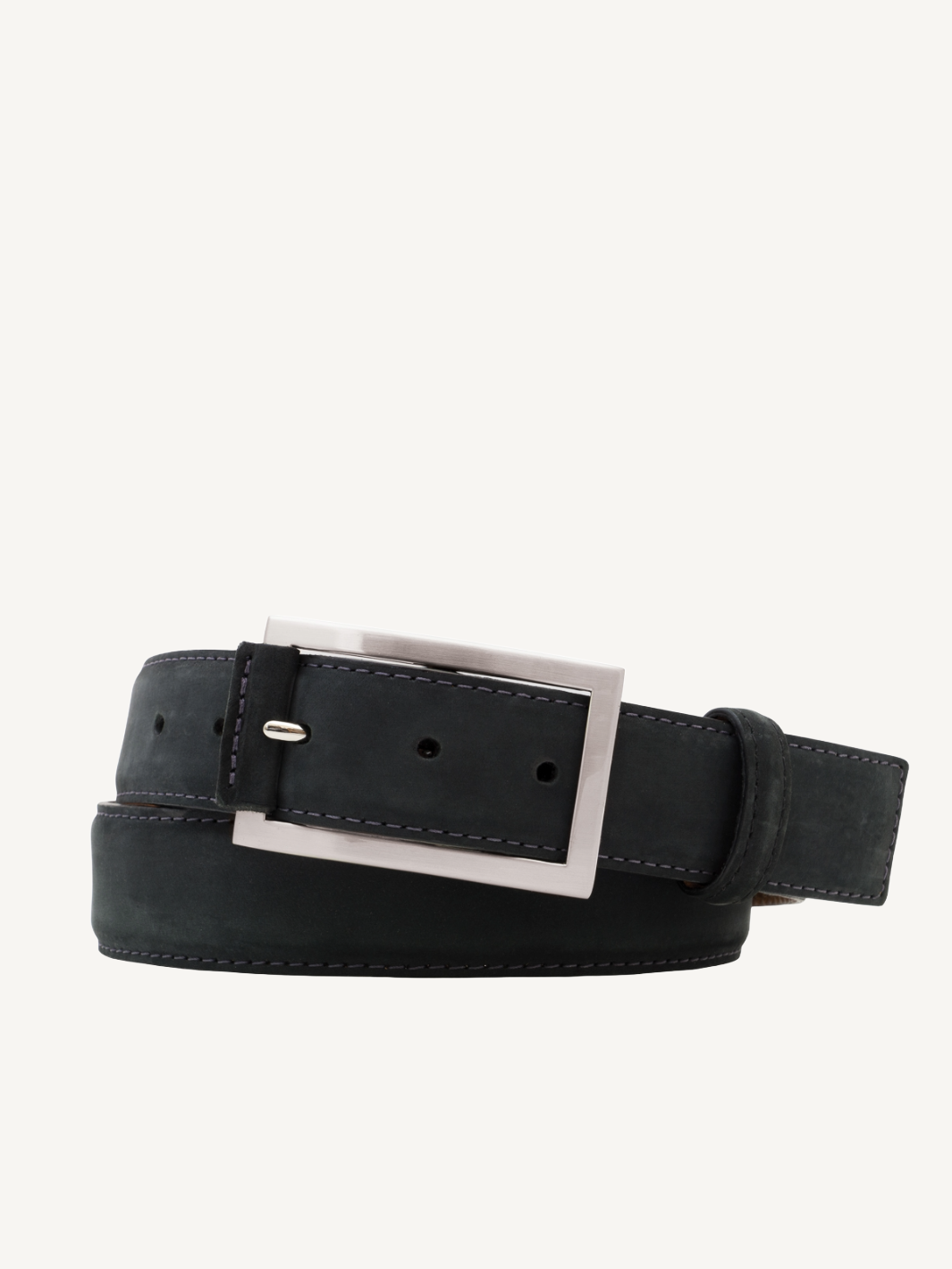 Black Nubuck Leather Belt with Square End | 35mm Belt