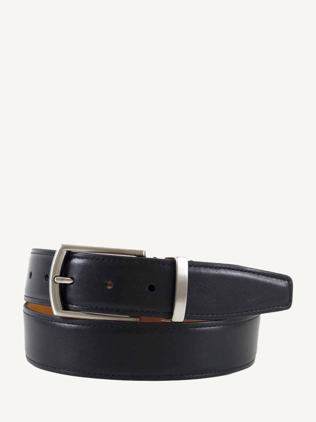 Black Glazed Nappa Leather with Nickel Loop | 35mm Width