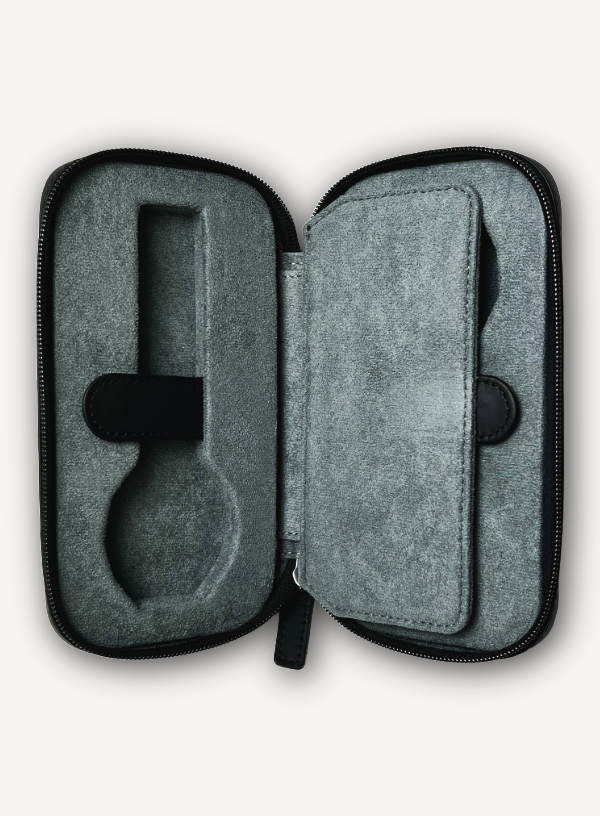 Black Zip Around Watch Case | Dark Grey Lining