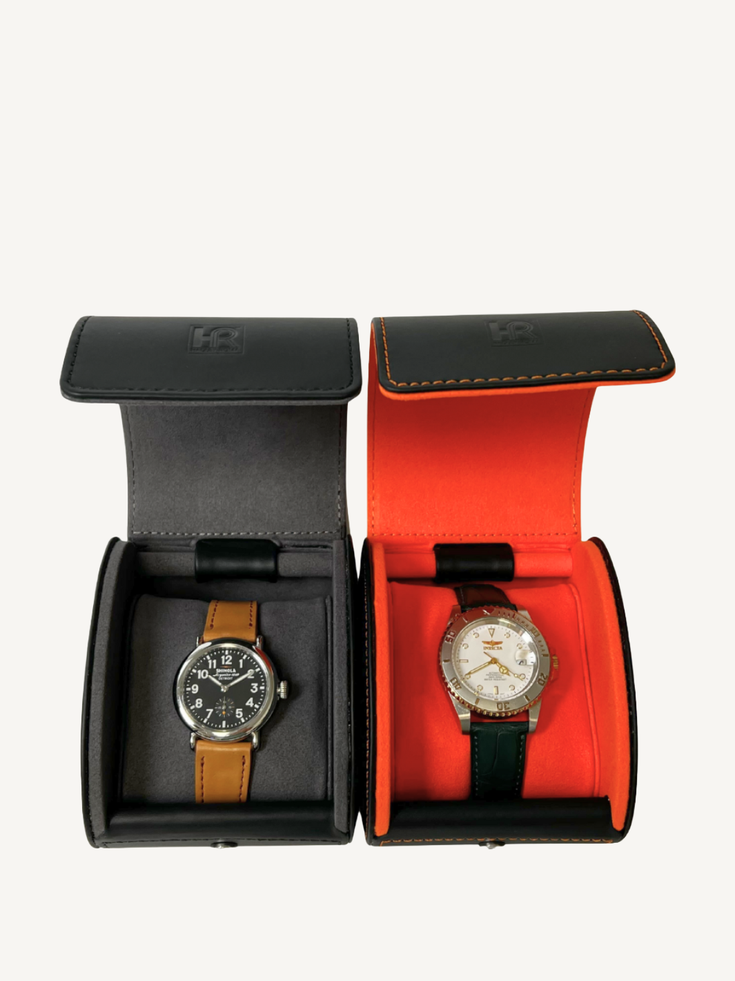 Black Clamshell Watch Case | Grey Lining