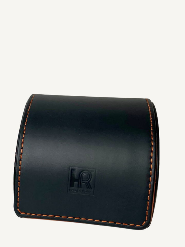Black Clamshell Watch Case | Orange Lining