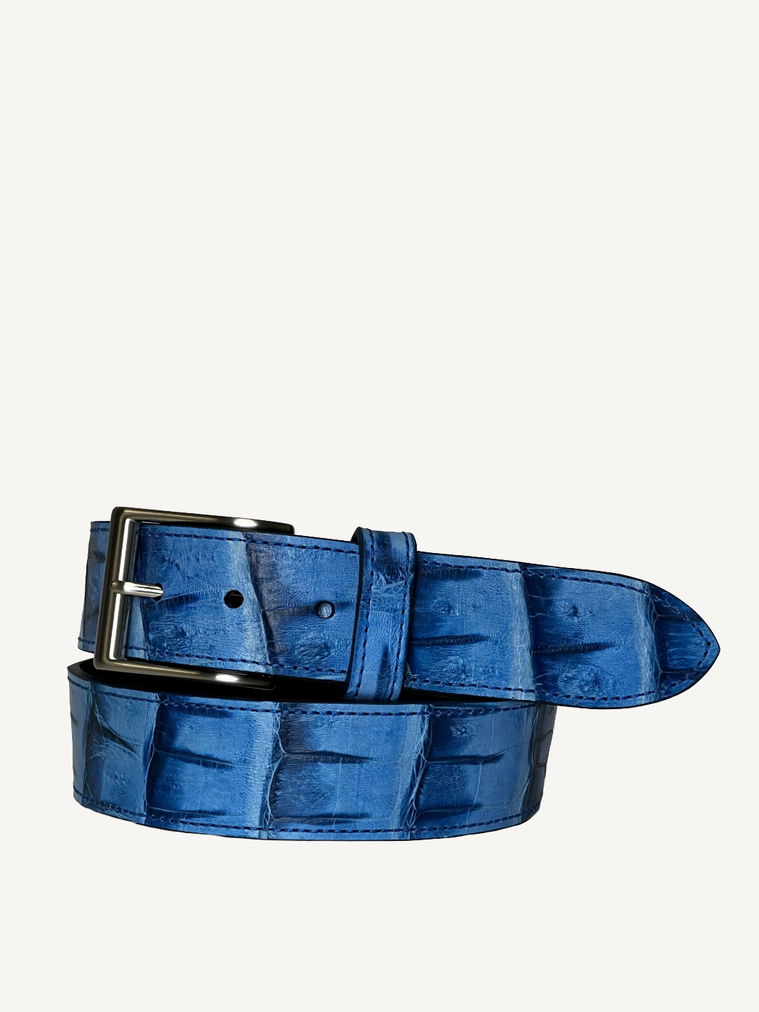 Sky Blue Vintage Crocodile Tail Belt | 1 1/2" Width