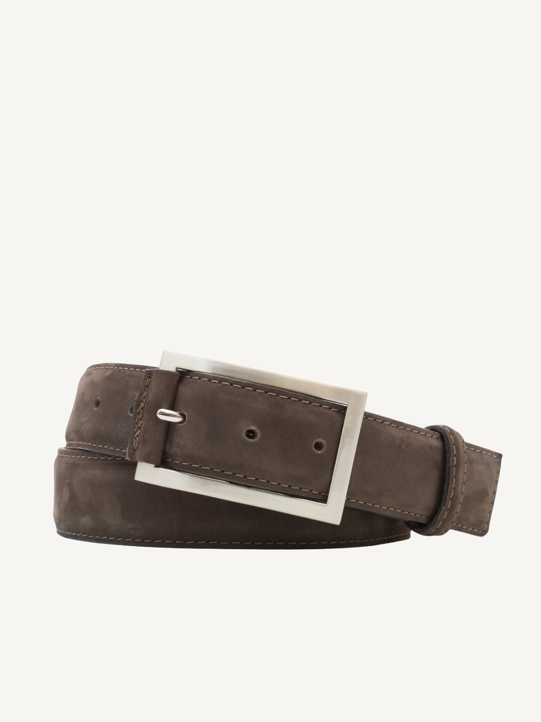 Brown Nubuck Leather Belt with Square End | 35mm Belt