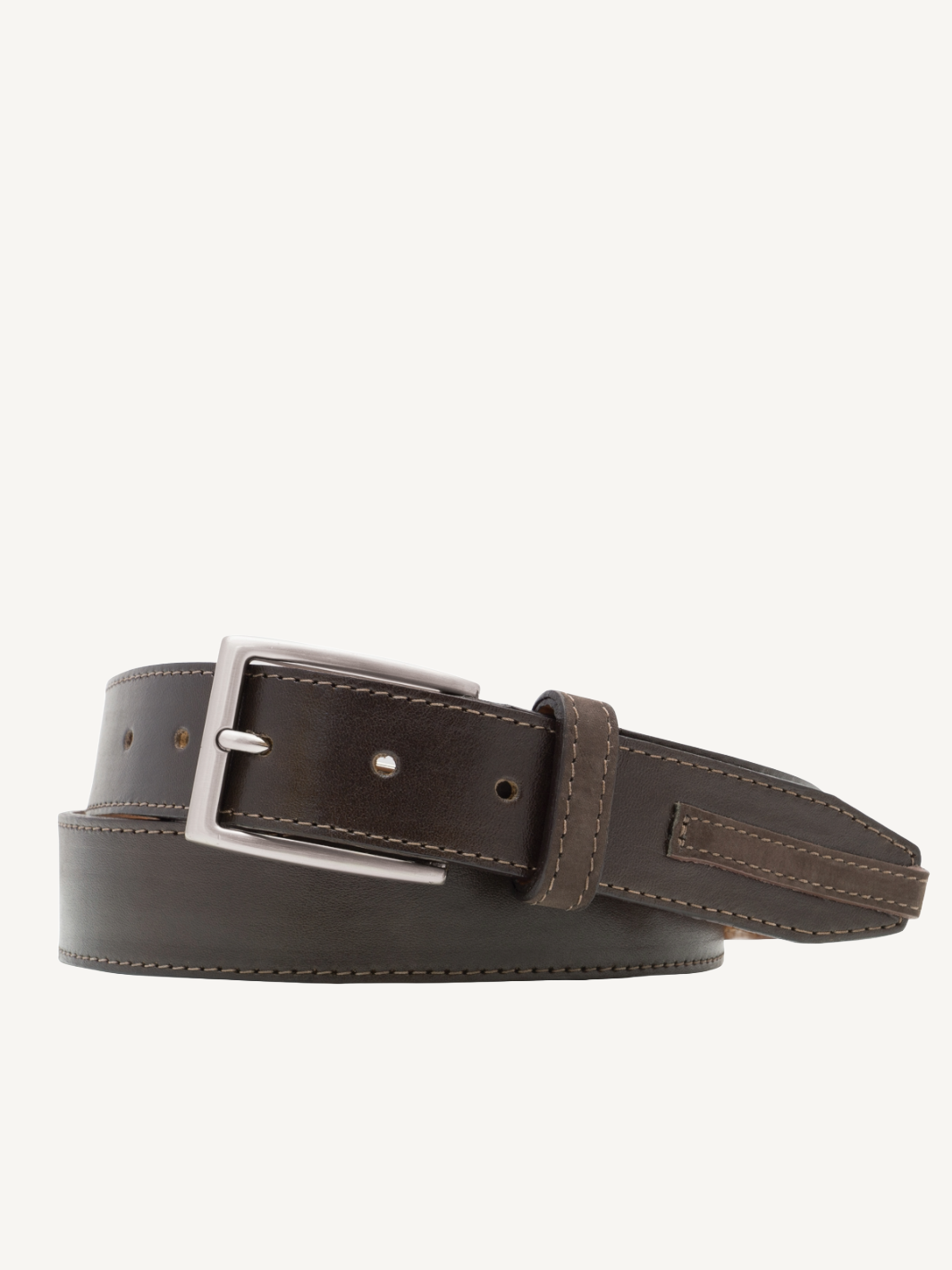 Brown Glazed Nappa with Nubuck Detail | 35mm Width