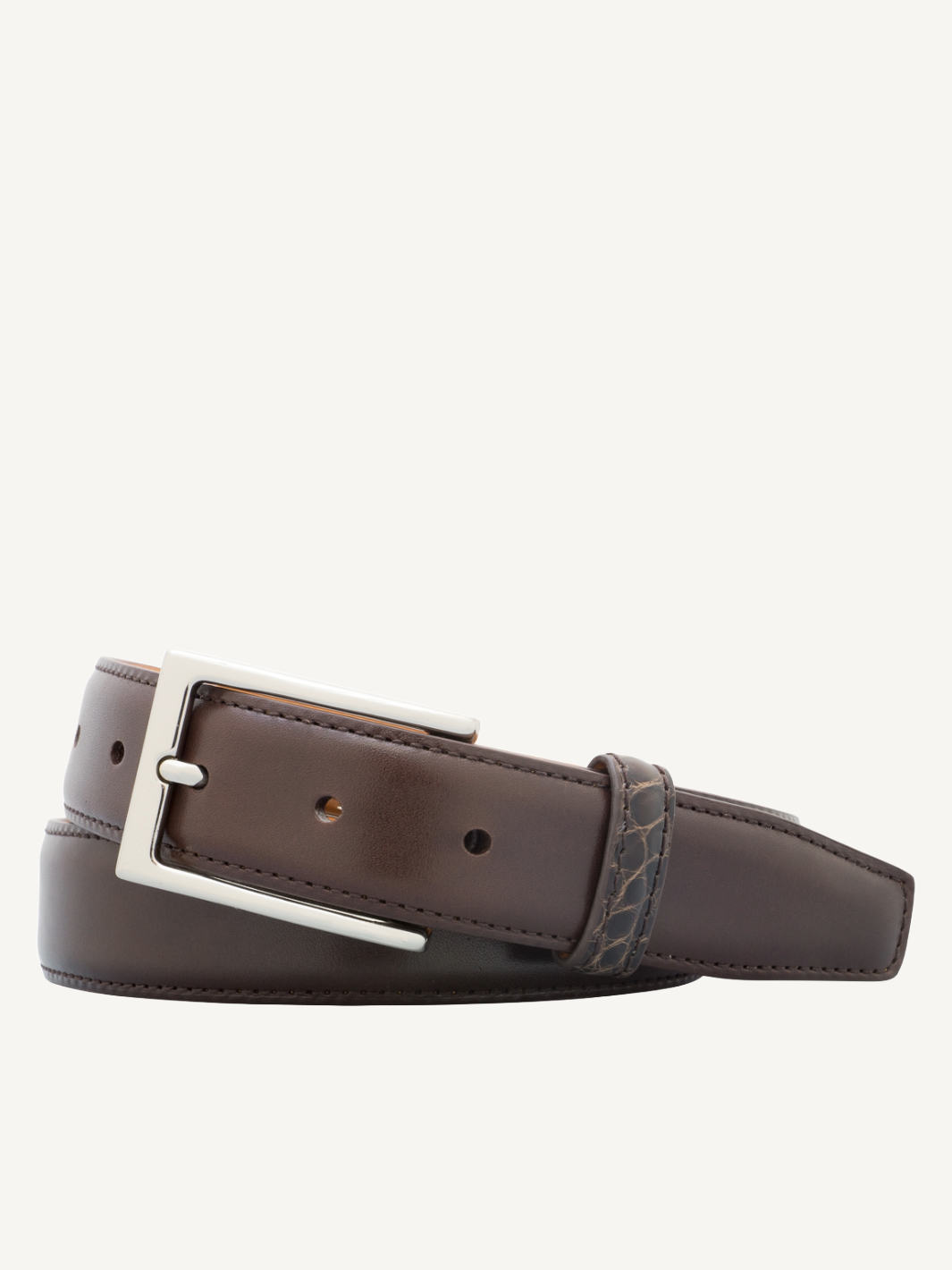 Brown Genuine Leather Belt with Alligator Detail | 1 1/4" Width