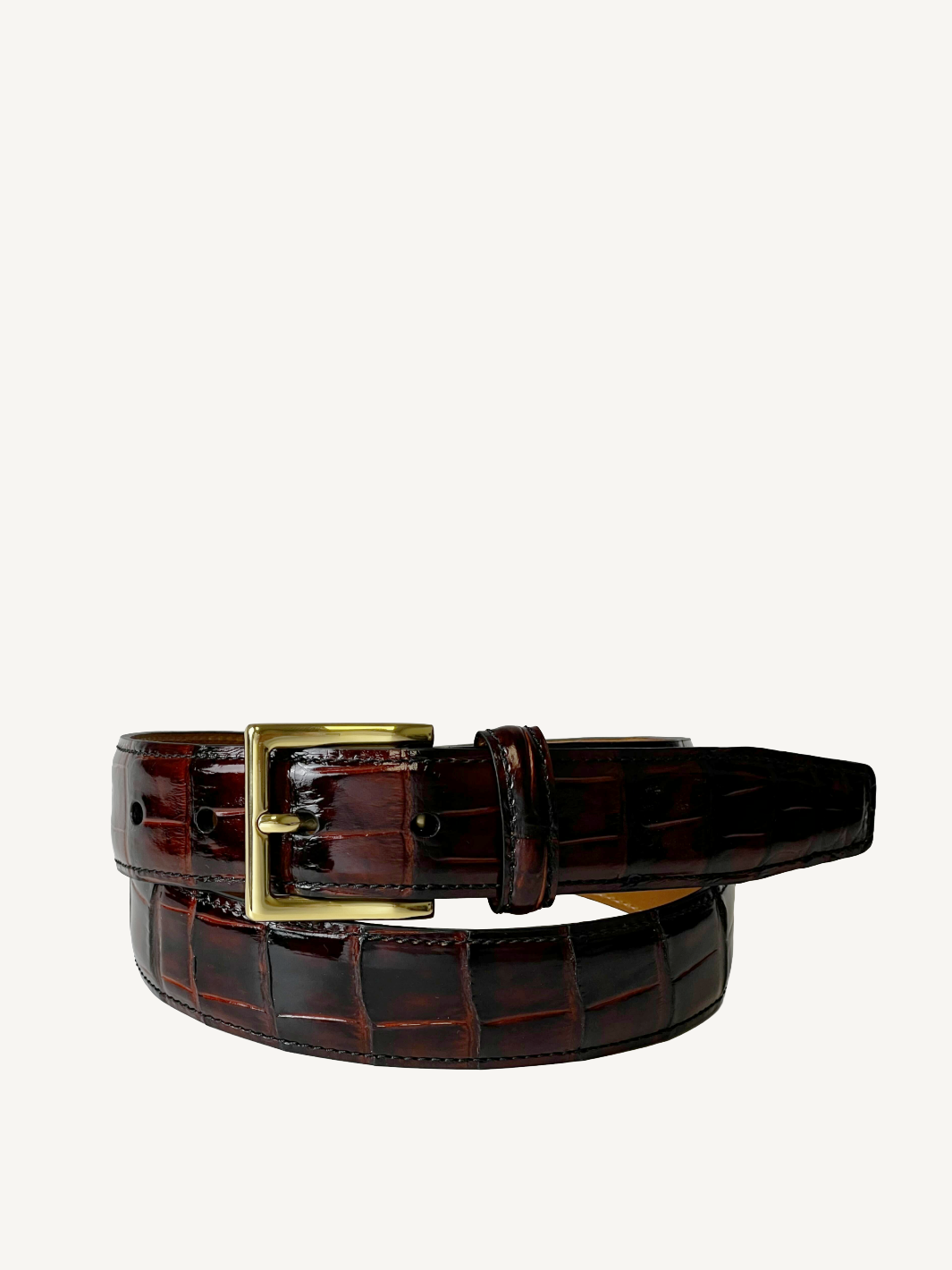 Shiny Bourbon Genuine Alligator Belt | 1 1/4" Width