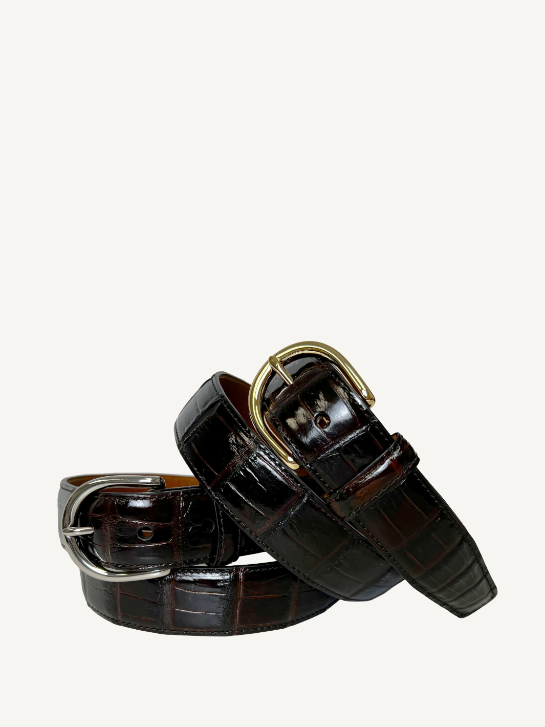 Shiny Cognac Genuine Alligator Belt | 1 1/4" Width