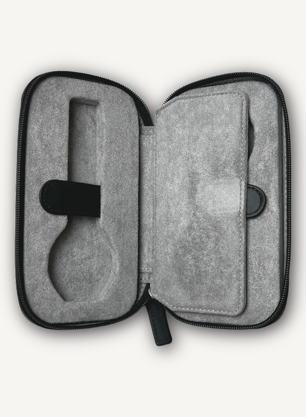 Black Zip Around Watch Case | Grey Lining