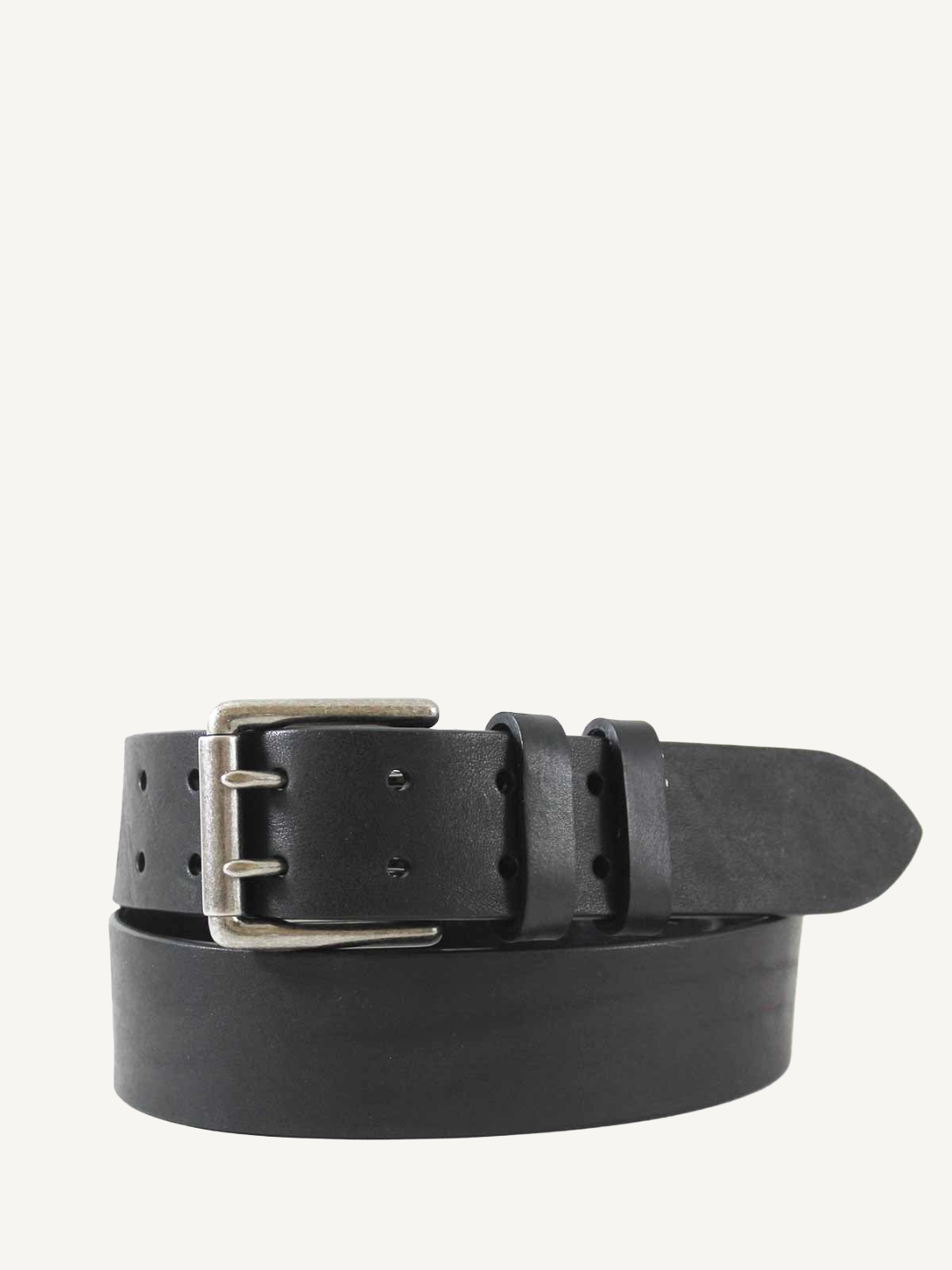 Black Leather Double Prong Jean Belt | 1.5" Width