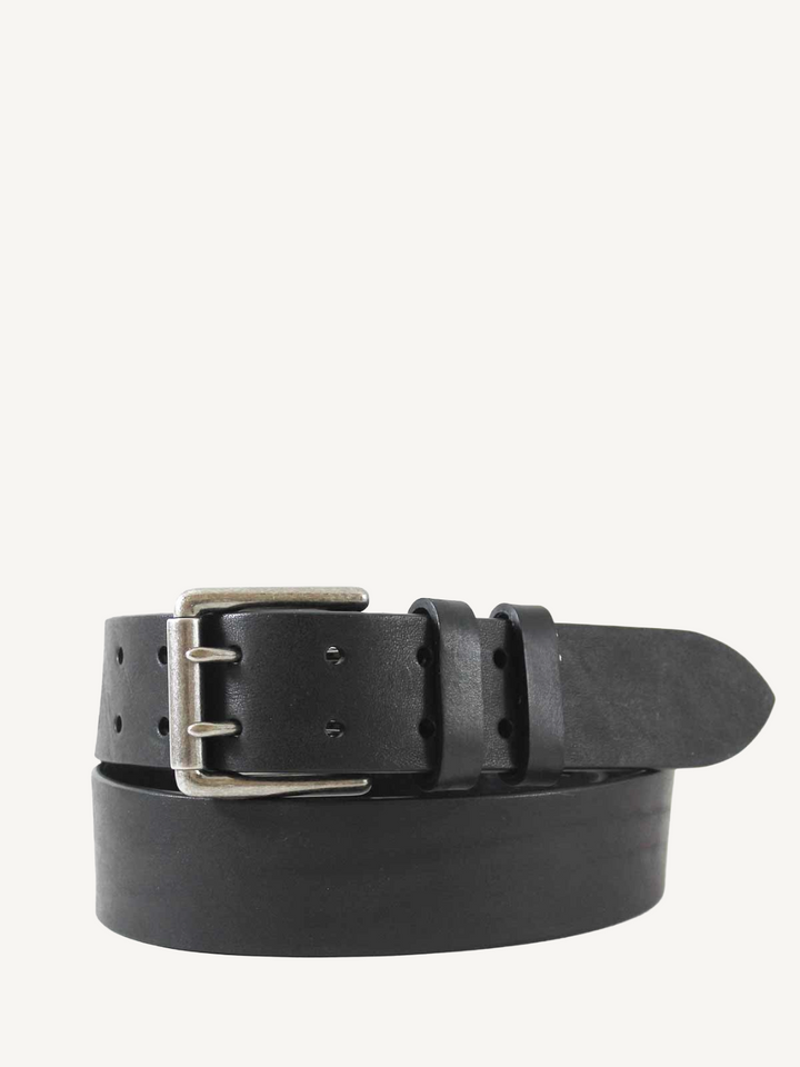 Black Leather Double Prong Jean Belt | 1.5" Width