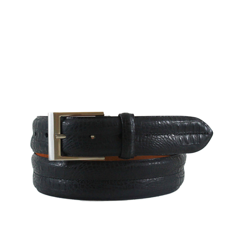 Double Barrel Genuine Leather Embossed Belt | Bryant Park - Made in the USA