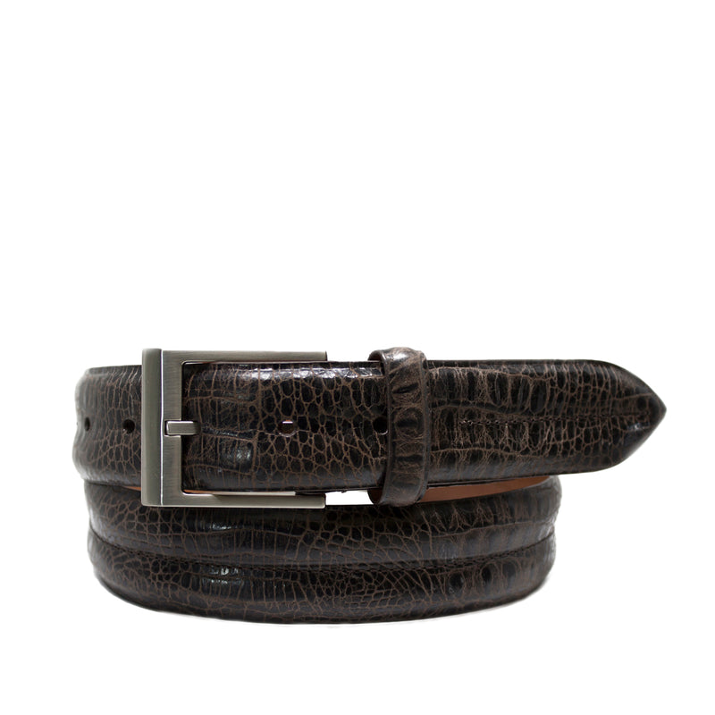 Double Barrel Genuine Leather Embossed Belt | Bryant Park - Made in the USA