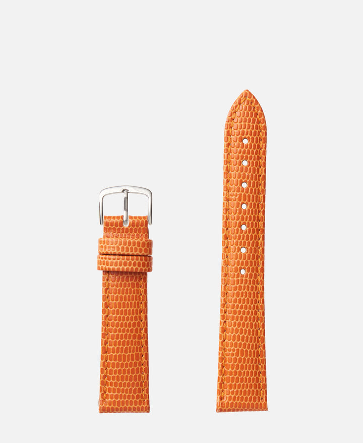 Orange Lizard Grain Traditional Watch Band