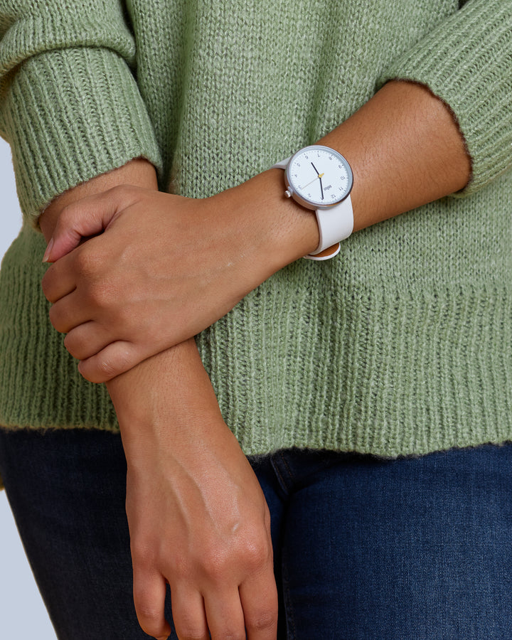 White Smooth Appleskin Watch Band for Men