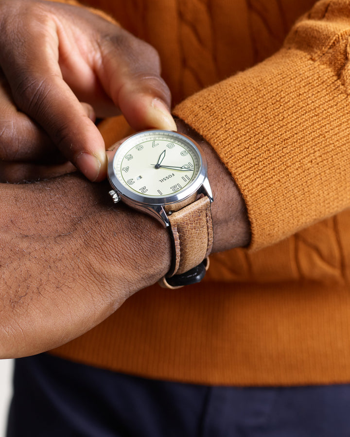 Brown Grizzly Grain Leather Watch Band for Men