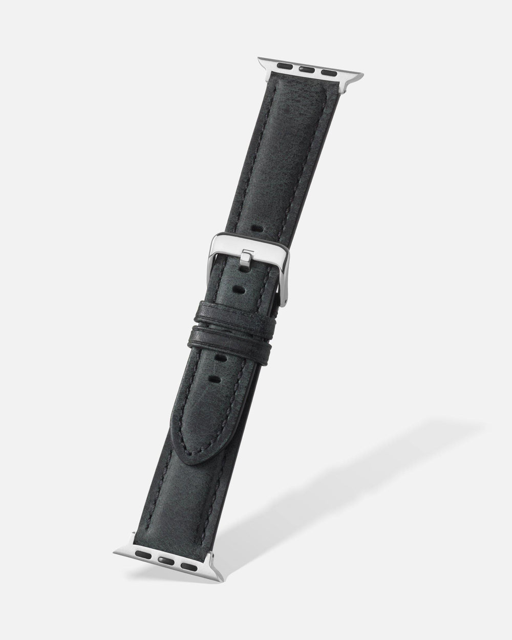 Grey Grizzly Grain Leather Apple Watch Band