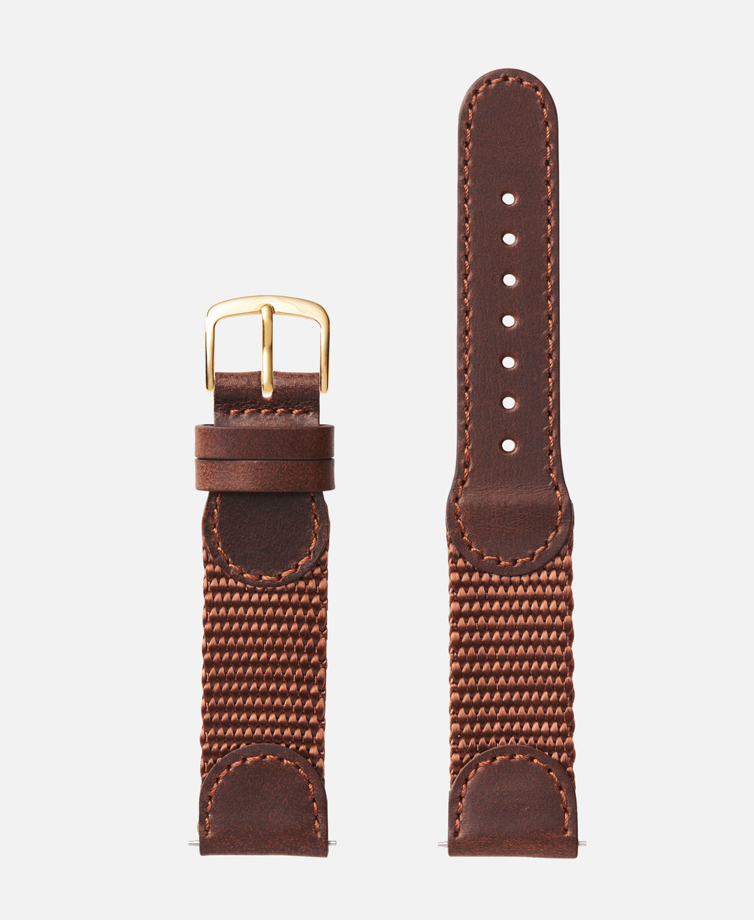 Brown Gold Swiss Army Style Leather Traditional Watch Band