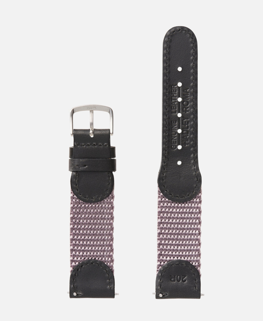 Grey Black Swiss Army Style Leather Traditional Watch Band