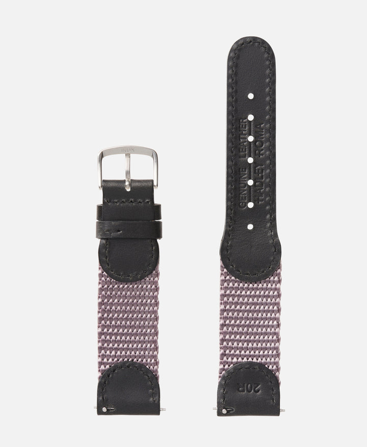 Grey Black Swiss Army Style Leather Traditional Watch Band