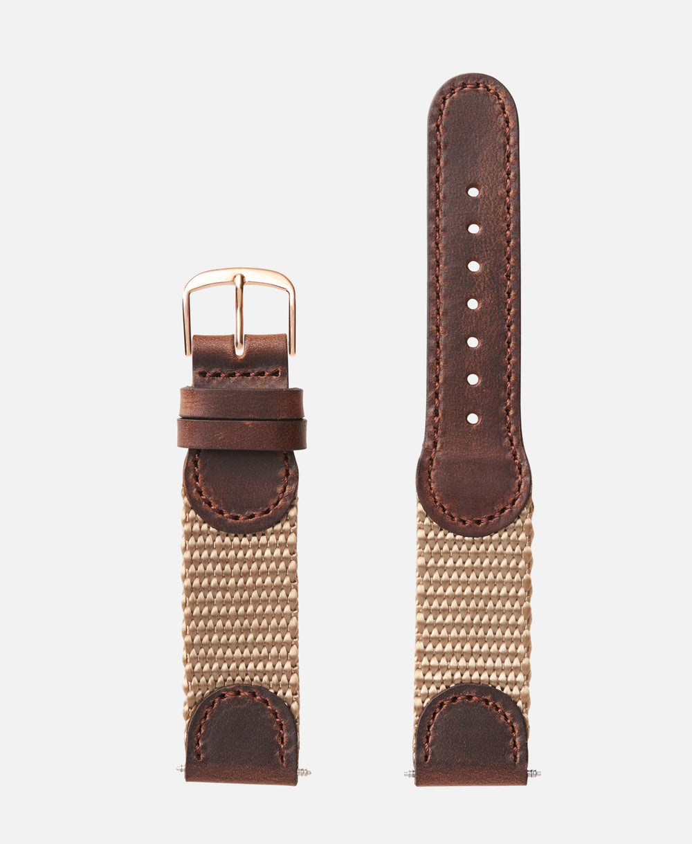 Sand Rose Swiss Army Style Leather Traditional Watch Band