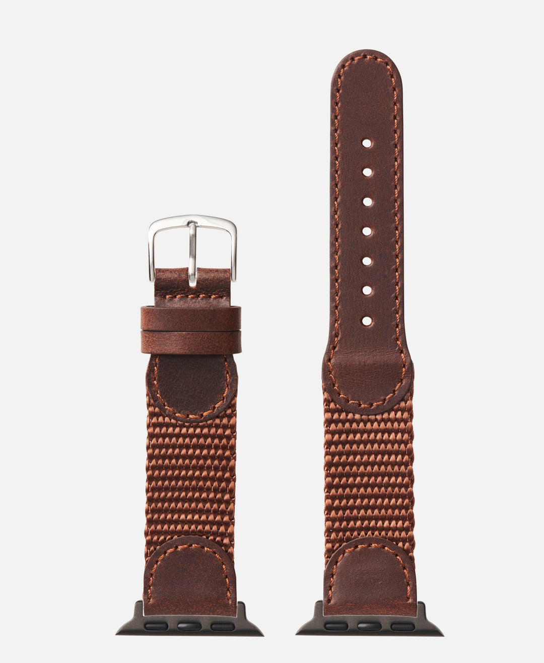 Brown Black Swiss Army Style Leather Apple Watch Compatible 38mm/40mm Watch Band