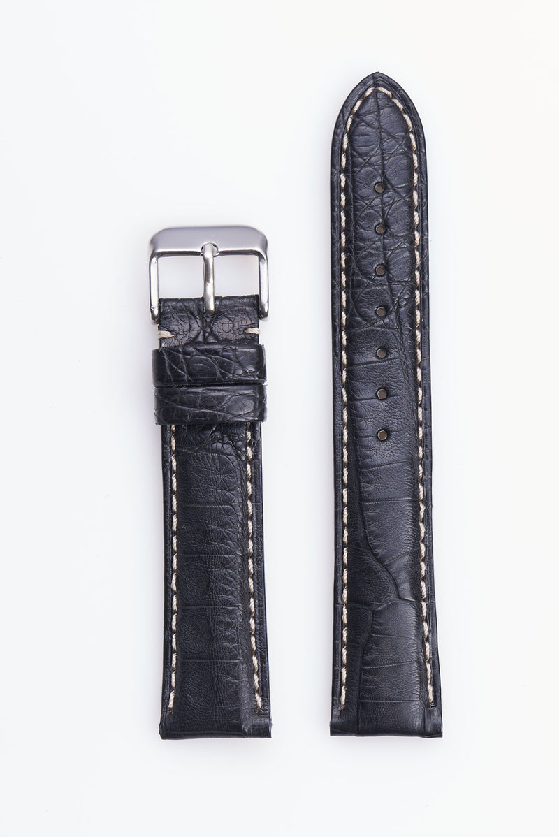 Black Genuine Matte Caiman Crocodile | USA Made - Traditional - H2012