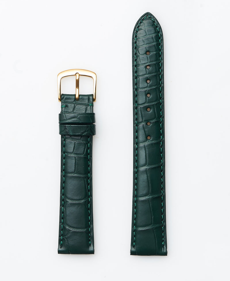 Green Genuine Matte Alligator - Medium Padding | USA Made - Traditional - H2005