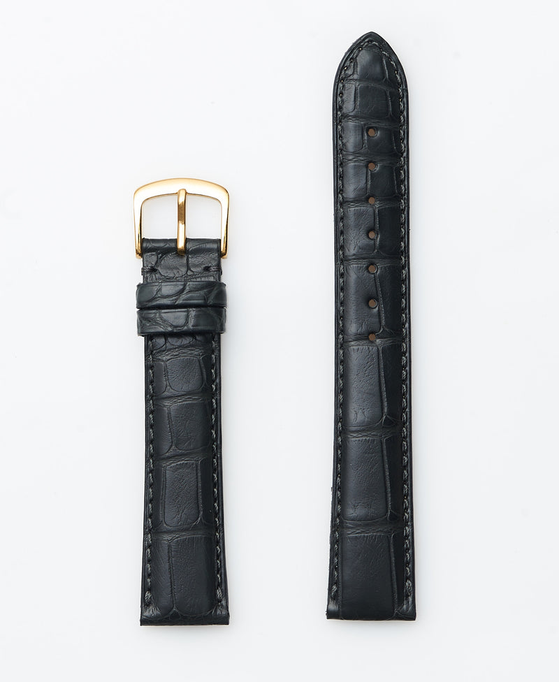 Black Genuine Matte Alligator - Medium Padding | USA Made - Traditional - H2005