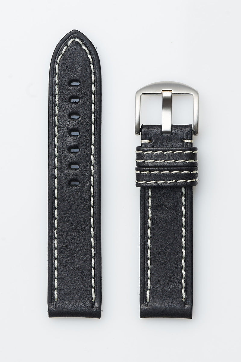Black Single Ply Genuine Vegetable Tanned Leather | USA Made -Traditional - H2040