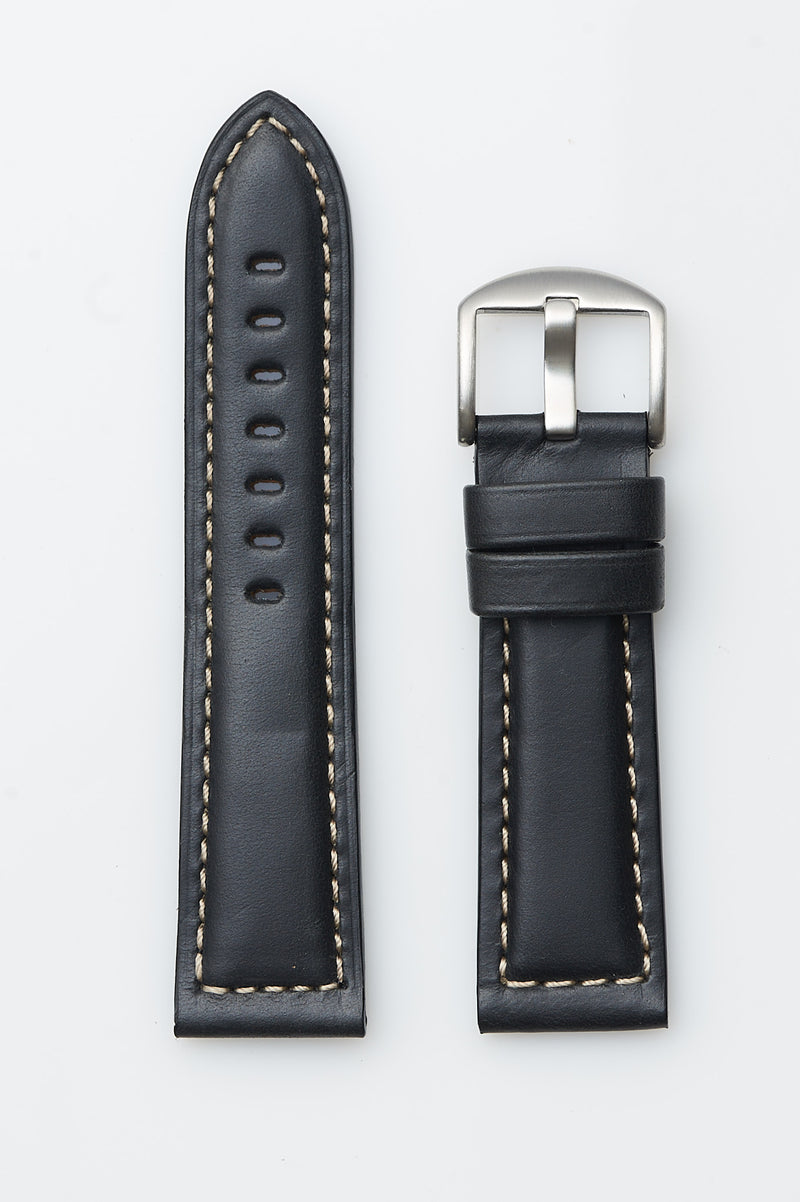 Black Heavy Pad Oil Tanned Leather | h2042