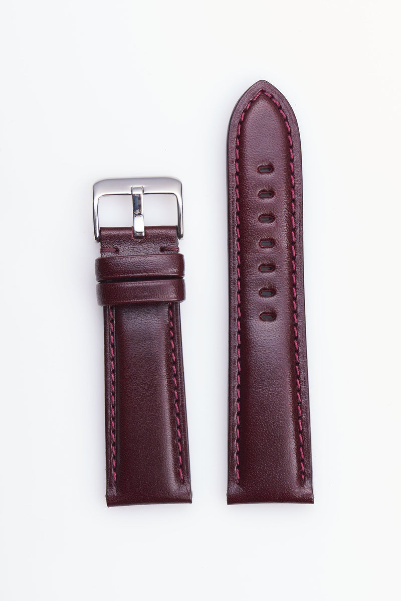 Burgundy High Polished Italian Leather | USA Made - Apple Watch Compatible - H2046
