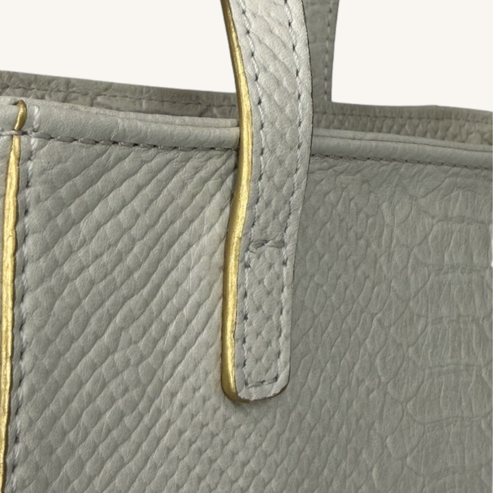 Soft Vanilla Cream and Gold Karmela Python-Embossed Leather Petite Handbag