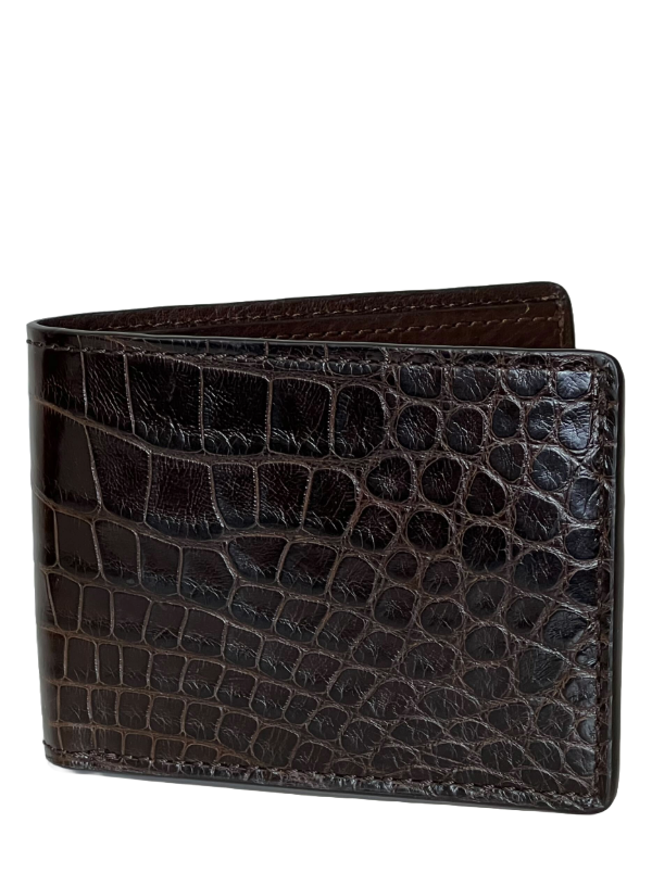 Brown Genuine Alligator Bi-Fold Wallet | USA Made - BP8476