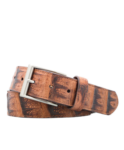 Cognac Vintage Crocodile Tail Belt | Bryant Park  - Made in the USA