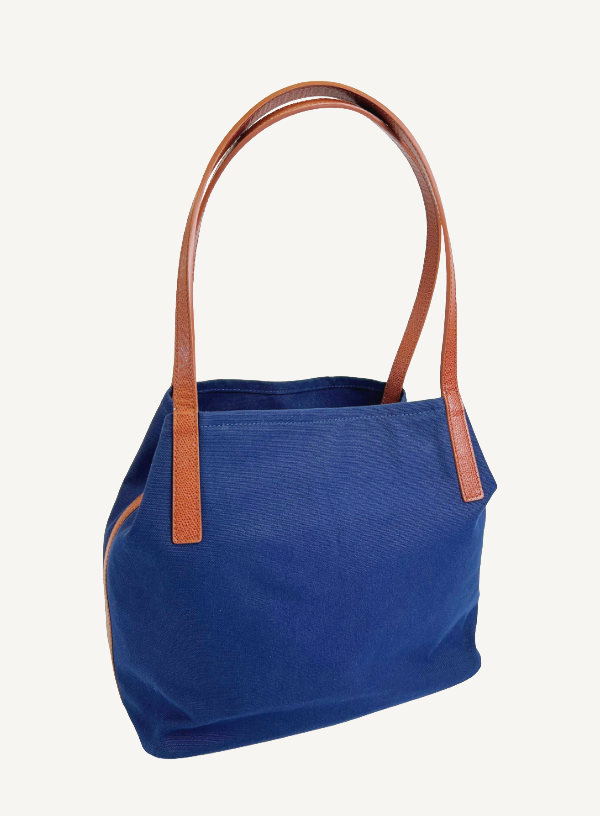 Navy Canvas Tote Bag | Short