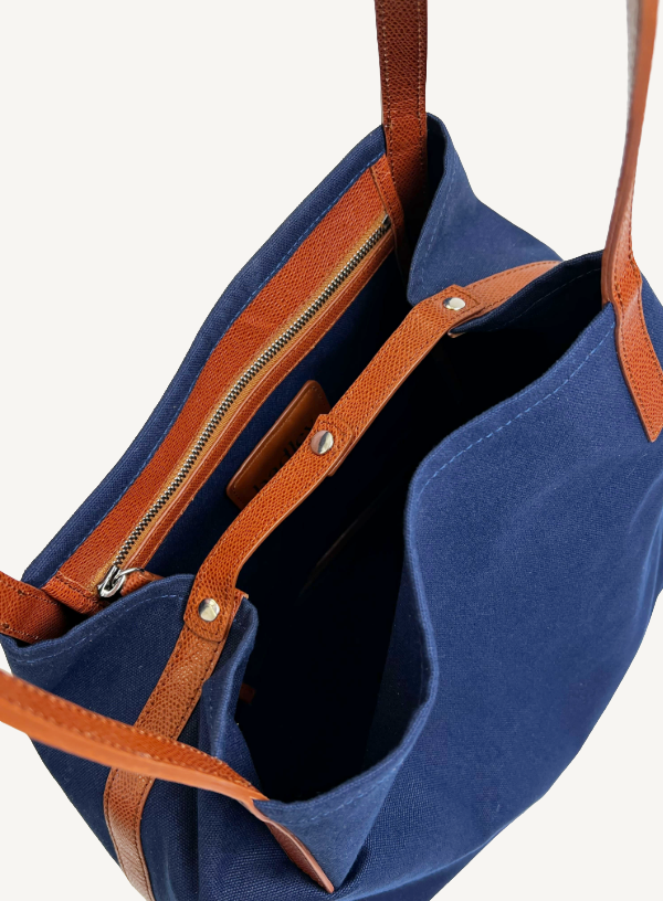 Navy Canvas Tote Bag | Short
